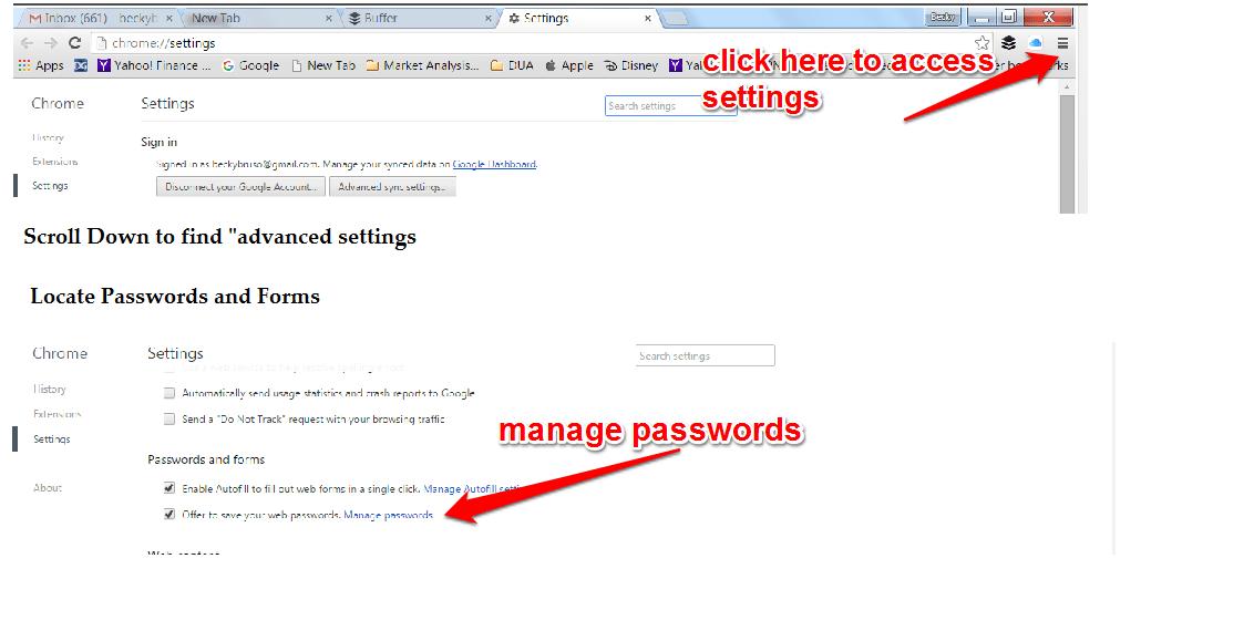 Chrome Password Settings