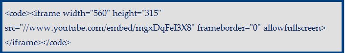 Embed Code w tags Example