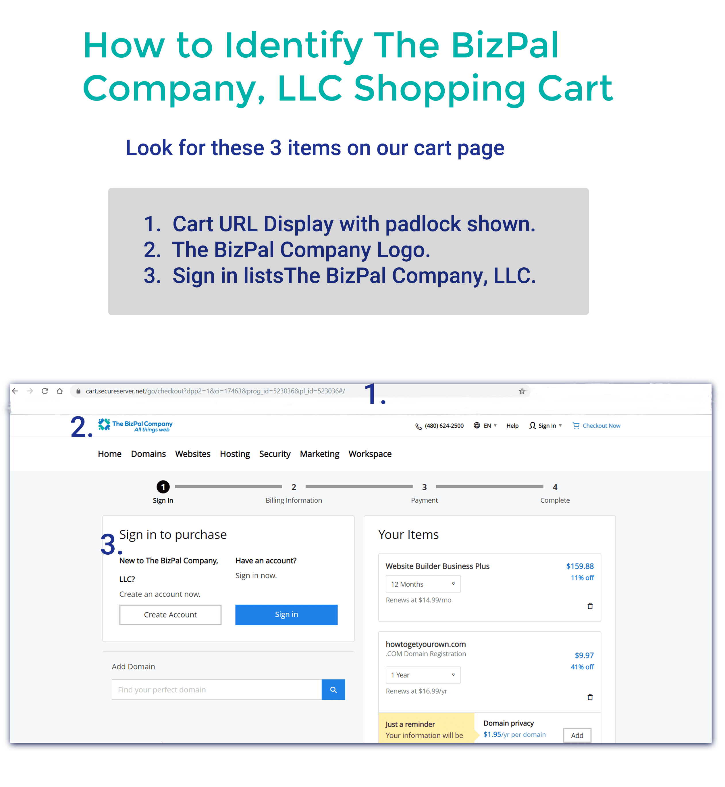 How to RecognizeThe Bizpal Company’s Shopping Cart Page